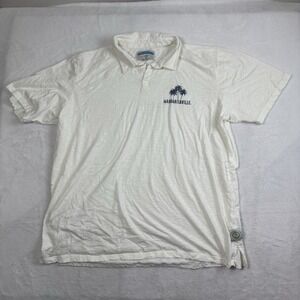 Margaritaville Short Sleeve Collared Polo Shirt Men's XXL White Graphic